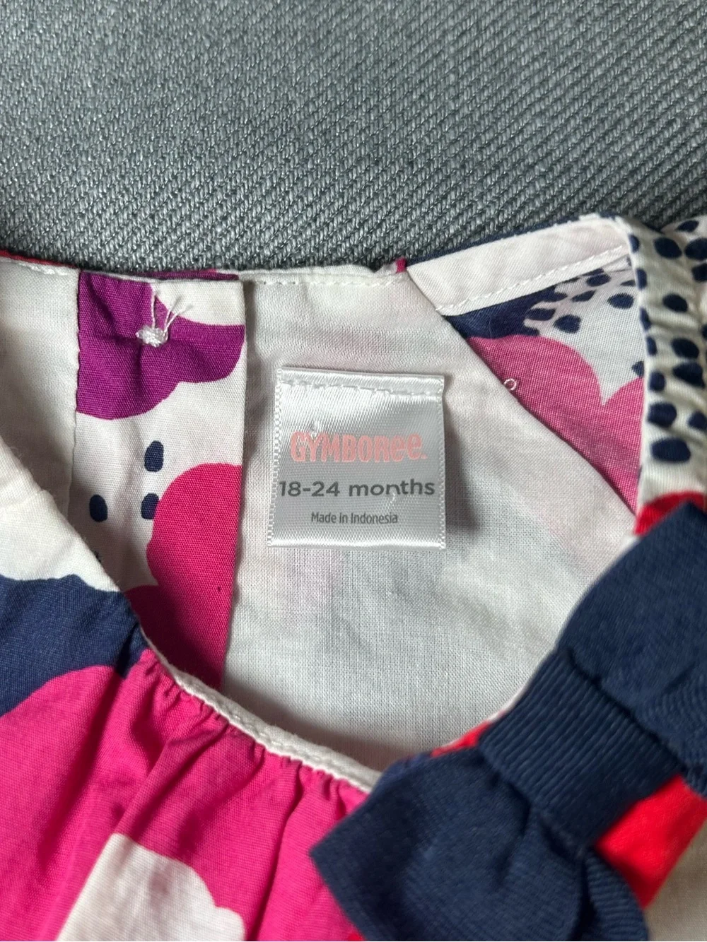 Gymboree White Dress with Pink and Navy Floral Accents